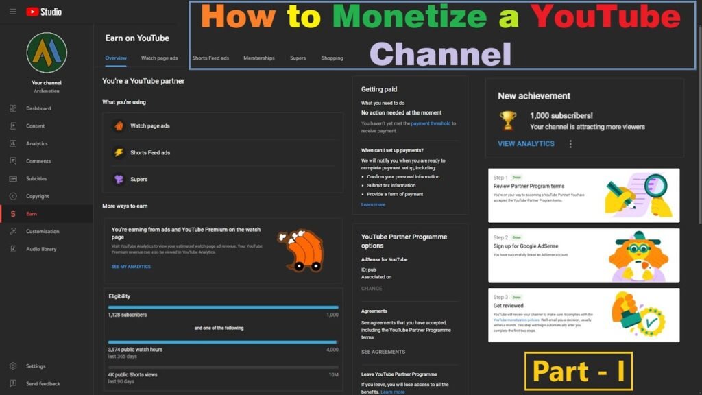 how to monetize youtube channel